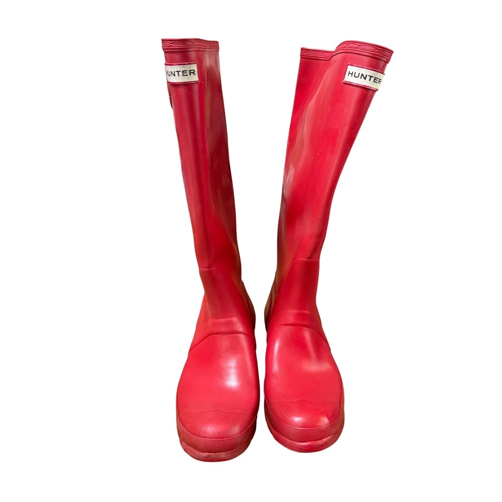 Hunter Original Tall Rain Boots Size 8 Military Red Good Waterproof